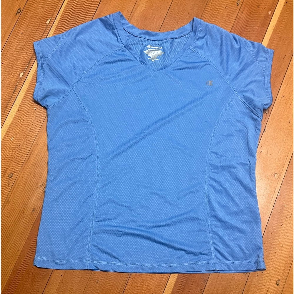 Champion Blue, Size XL, 86% polyester & 14% Spandex, workout shirt